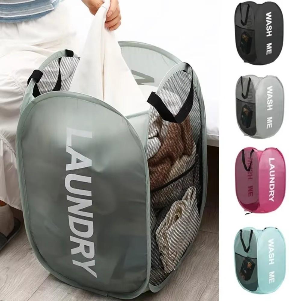 Foldable Portable Laundry Hamper Breathable Mesh Large Capacity Pop Up Storage Box Washable Space-Saving Pet Storage Basket