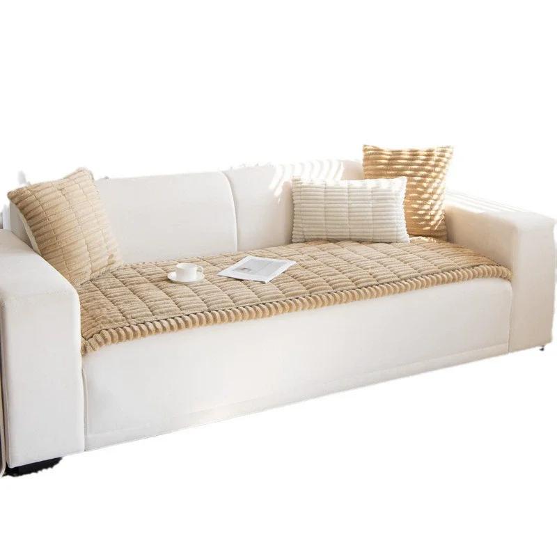Sofakissen Herbst und Winter Modern Einfach Rutschfest Leder Sofa Verdickt Voll Abdeckender Sofabezug