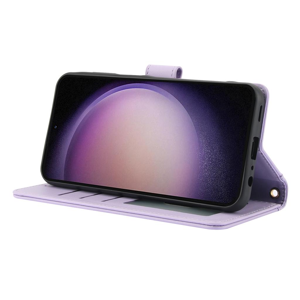 SY-003 For Samsung Galaxy S24+ Case PU Leather Stand View Phone Wallet Cover with Hand Strap