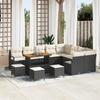 13-piece Garden Sofa Set with Black Rattan Acacia Cushions, 4-piece Garden Dining Set 3362570