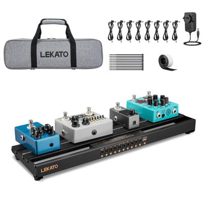 LEKATO Guitar Pedal Board Powered Pedal Board Inch Lb Aluminum Alloy Pedal Board with Pedal Cable Bag Adhesive Hook Side Tape 19x5.1x1.8 1.8