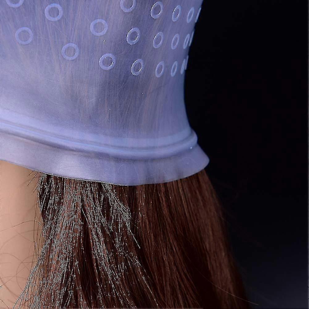 Touca de Silicone Reutilizável para Tintura de Cabelo com Agulha de Crochê - Ferramenta Profissional de Salão para Coloração Fácil do Cabelo em Casa