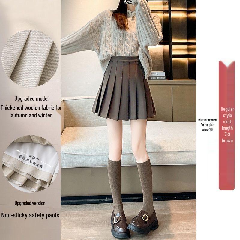 Autumn/Winter Thick Wool Pleated A-line Skirt - High Waist Slimming, Plus Size, Petite, Extended Length. 