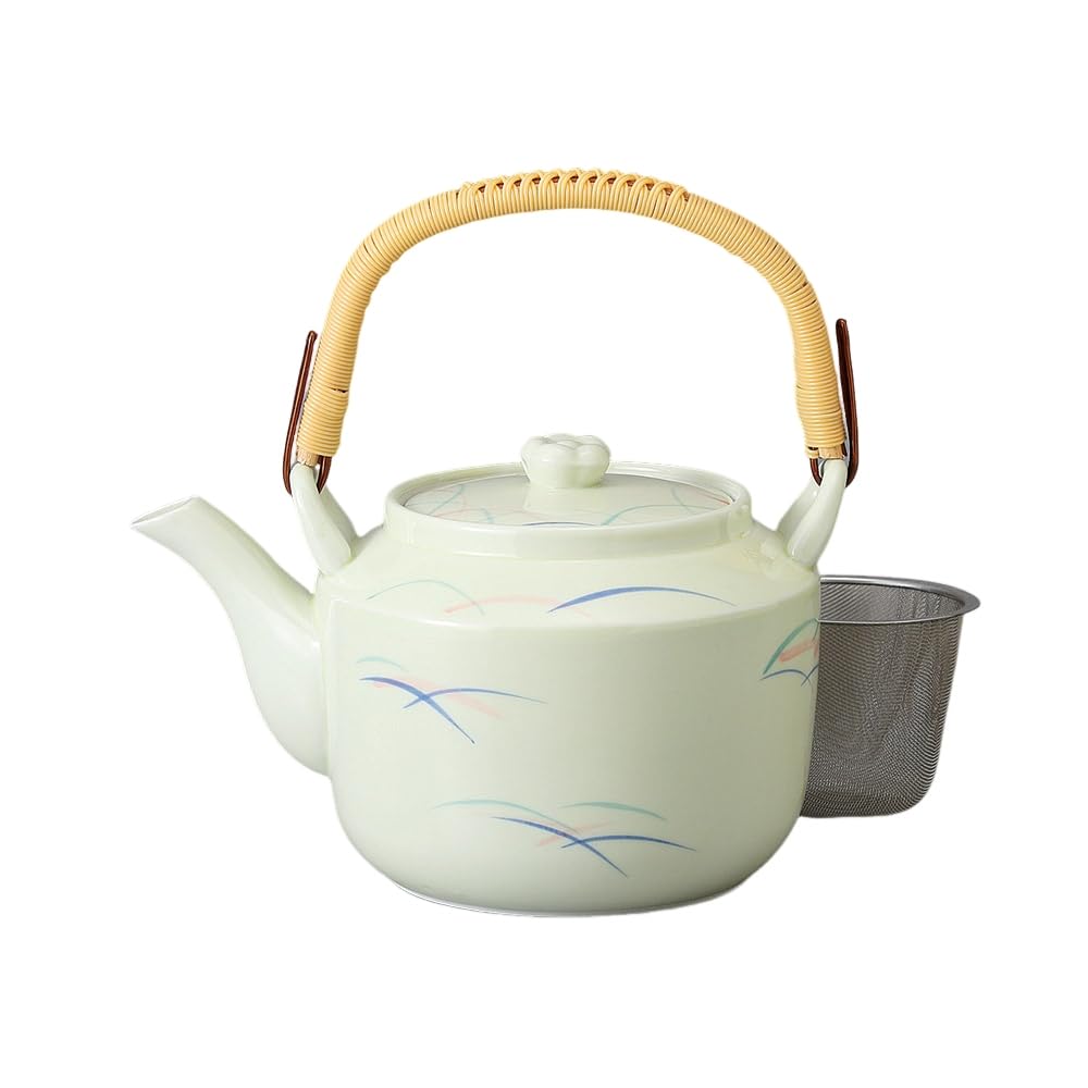 Ale-net Teapot, 19 x 14 x 12 cm, 1000cc, Flower Design, No. 6, with Stainless Steel Tea Strainer, Porcelain, Mino Ware, Made in Japan, Stylish
