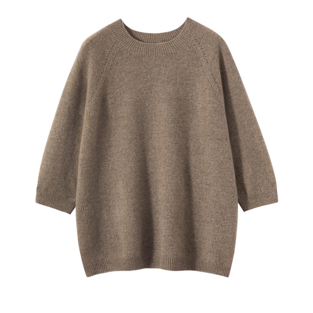 Cashmere Knit Five-Sleeve Women's Round Neck Short Sleeve Vest