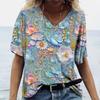 Fashion Woman Blouse 2024 Butterfly Print Short Sleeve Tees Tops Summer Casual Women's T Shirt Oversized Female Y2k Clotheing