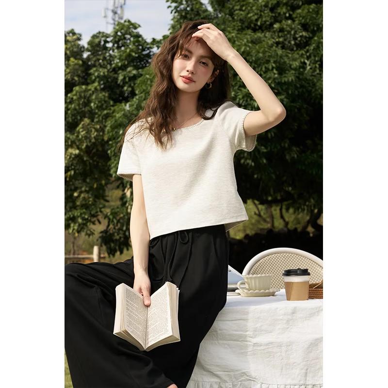 Mishow Women's Waffle Knit Short Sleeve T-Shirt