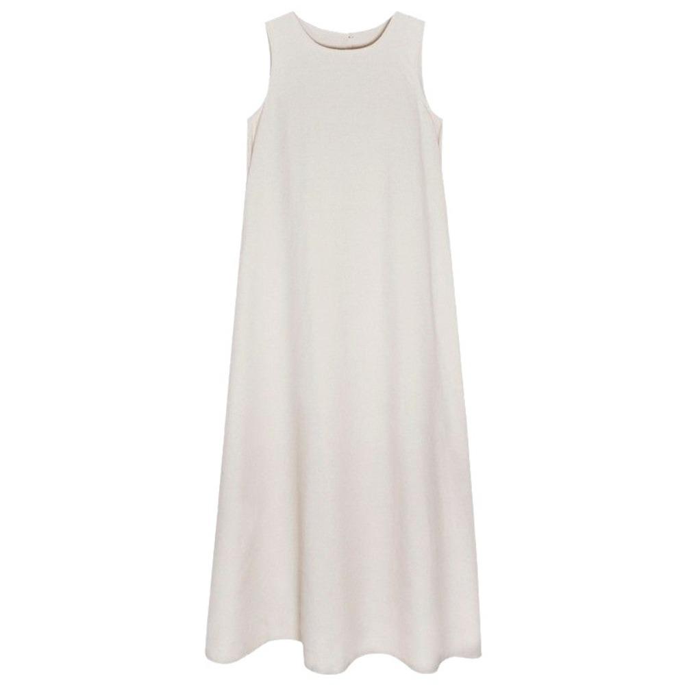 Round Neck Vocation Vest Dresses Hollowed Out Open Back Long Dress Summer Sleeveless Dress  Teens