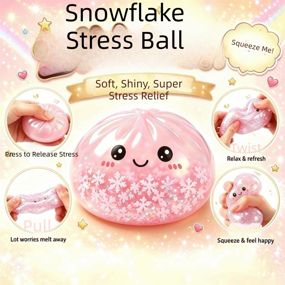 Snowflake Dumpling Squishy Toy Slow Rising Steamed Bun Fidget Toy Focus Enhancement
