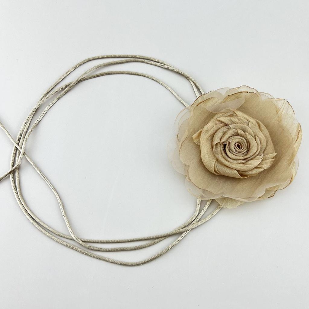 Exquisite Fabric Rose Choker Necklace Delicate Floral Neckband Versatile Neck Jewelry for Parties Birthdays and Weddings
