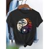 European Size Development: Women's Short-sleeved T-shirt, 100%, with Letter Print Pattern. 12485