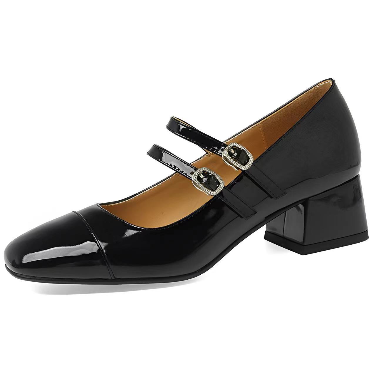 

Кожа~ Серебряные туфли Мэри Джейн, женские универсальные туфли с квадратным носком и легким ртом, маленькие кожаные туфли в стиле французского ретро с одним словом на высоком каблуке 40