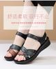 Top layer cowhide mom sandals for women's summer new soft bottom, non slip, comfortable, versatile leather flat sandals