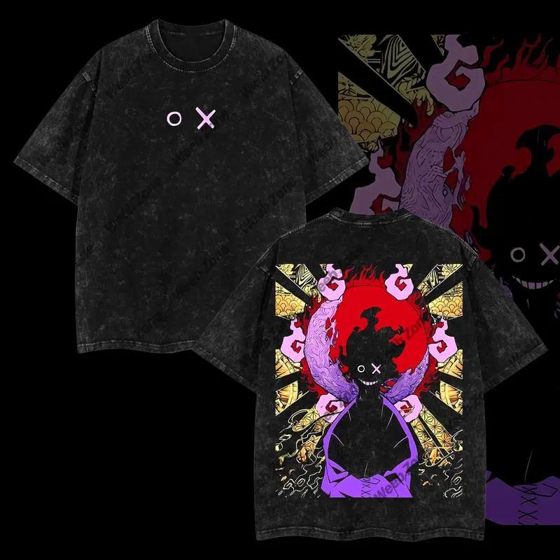 Shinmon Benimaru Fire Force Clothing Men Manga Oversized T-shirts Vintage Washed T Shirt Casual Cotton Tee Harajuku Male Tshirt XXL чёрный 1700₽