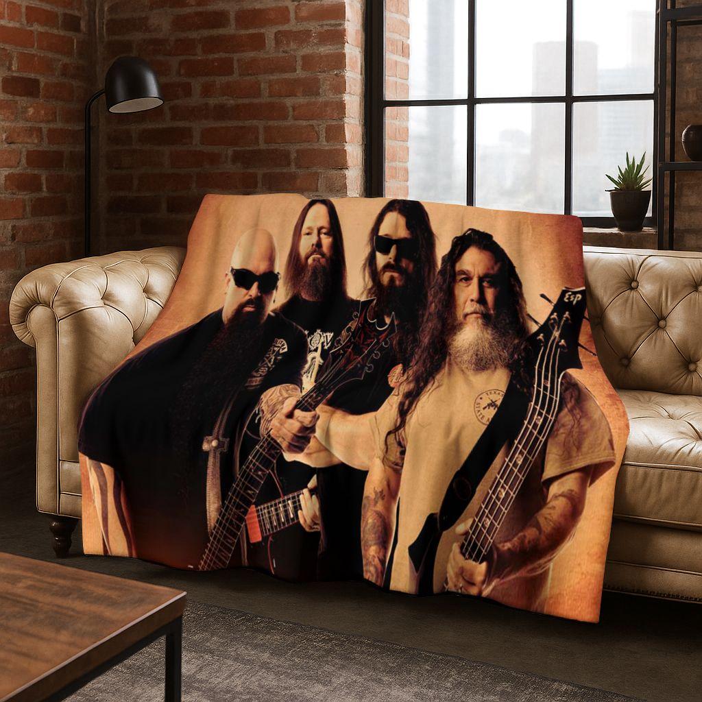 2026 Slayer Heavy Metal Rock Band Skull Art Flannel Blanket,Cozy Soft Throw Blanket for Home Bedroom Bed Sofa Picnic Cover Gift