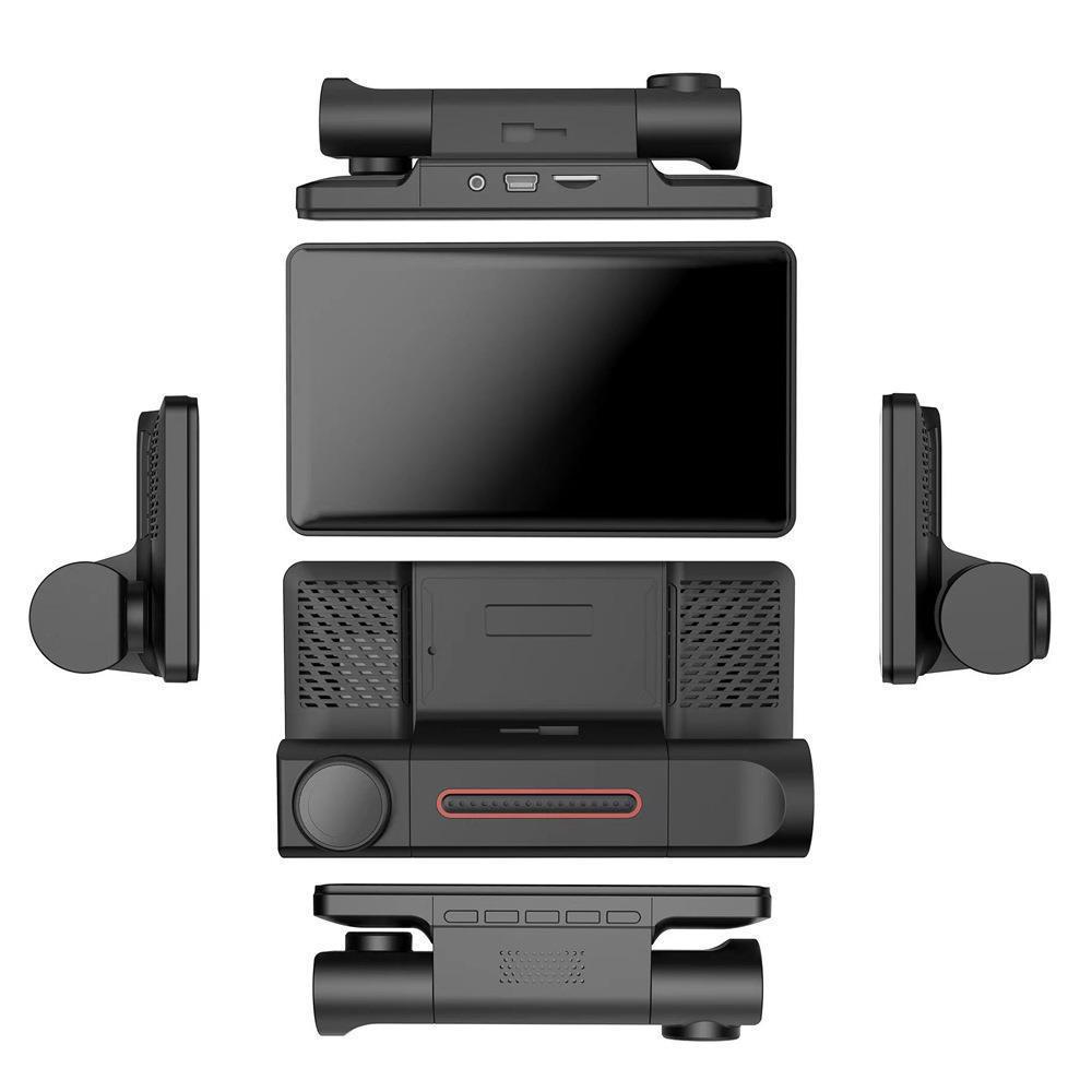 1080P DVR Dash Camera 3-Lens Front & Inside & Rear Camera Driving Recorder 4 Inch Screen Dashcam