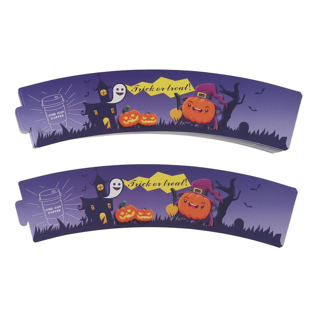 50pcs Cup Sleeve Disposable Efficient Heat Insulation Paper Hot Drink Holder Festival Pattern Adjustable for Christmas