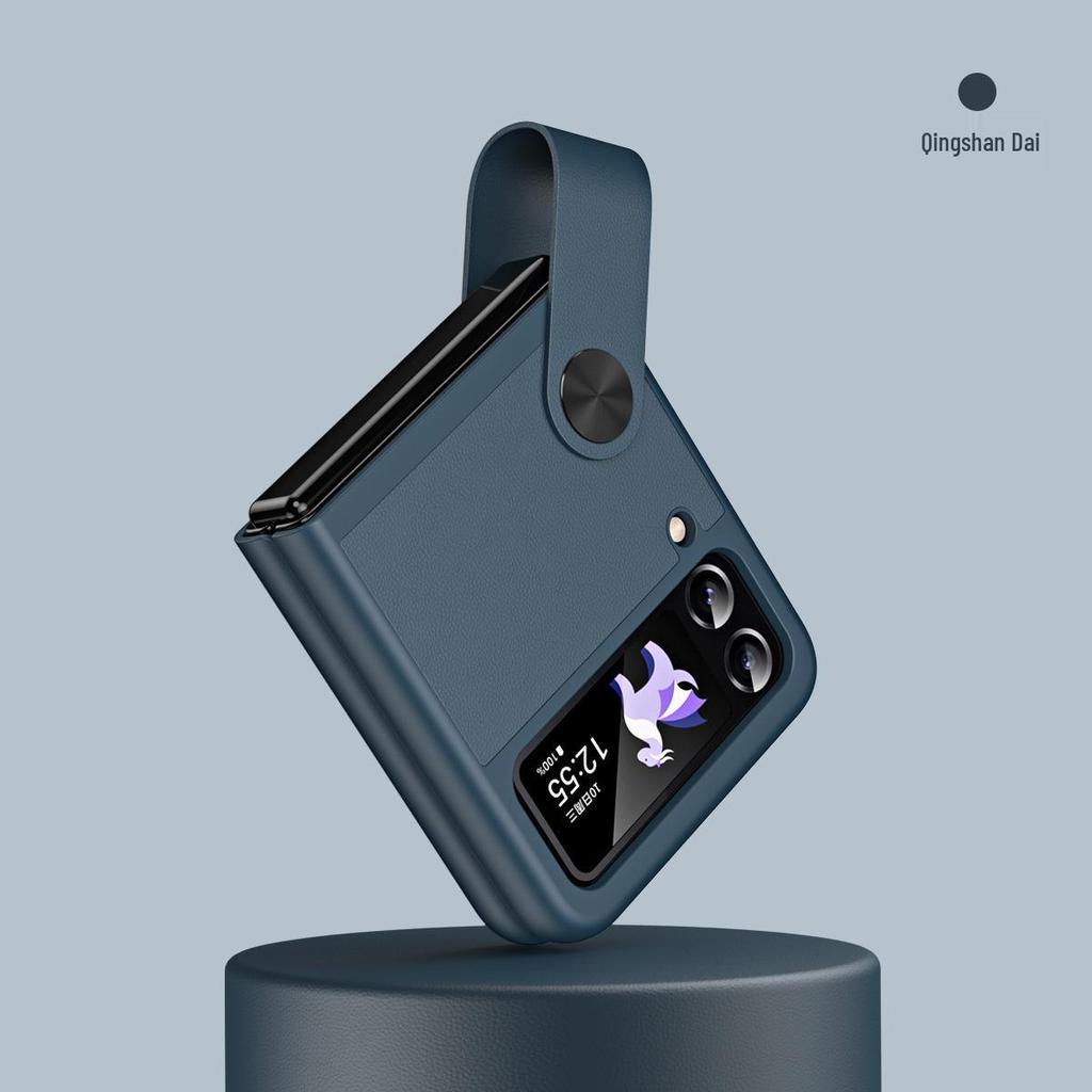 Ręczne skórzane etui Samsung Z Flip7/6/5 z paskiem na nadgarstek i podstawką do składanego ekranu