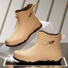 New Men Riding Rain Boots Plus Cotton Warm Non-slip Waterproof Shoes Mid-tube Work Shoes Rain Boots Motorcycle Protective Boots