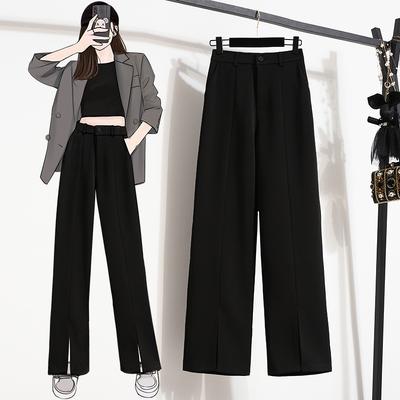 DIMANAF Plus Size Long Pants Women Spring Summer Solid Split High Waist Casual Harem Pants Loose Pants New