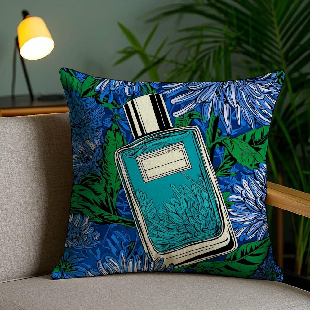 Luxury Perfume Illustration Pillow Case Office Sofa Dorm Chair Back Short Plush Double-sided Printing Home Cushion Cover