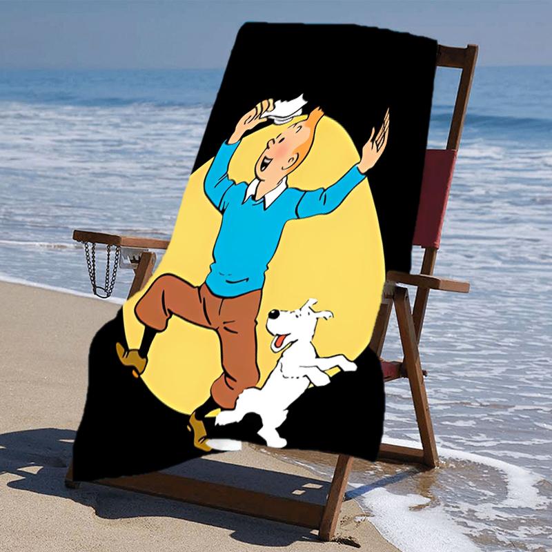 Beweis Strandtuch mit einem Muster von Die Abenteuer von Tim und Struppi1 - weich, saugfähig, schnell trocknend, maschinenwaschbar - perfekt für Schwimmen, Camping, Baden