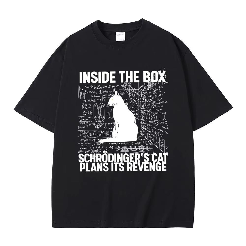 

Limited Schrodinger Cat Lovers Funny Meme T-shirts Men Women Casual Cotton Vintage Streetwear Crewneck T-shirts S