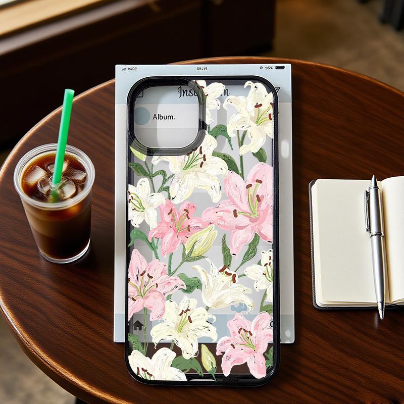 Cute Beautiful Lily Flower Phone Case For iPhone 17 16 15 14 13 12 11 Pro Max Mini X XS 7 Plus Transparent Cover