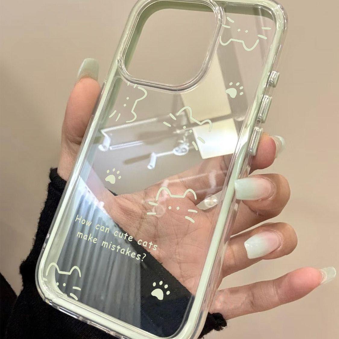 Мультяшный Чехол-Кот для Apple iPhone 17 ProMax - Мягкий Силиконовый Прозрачный Ударопрочный Милый Чехол Полного Покрытия на iPhone 17/16/15/14/13/12/11/Plus apple 17pro зелёный