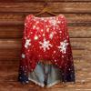 Women's Round Neck Lightweight Sweater Casual Long Sleeve Christmas Print Knit Pullover.