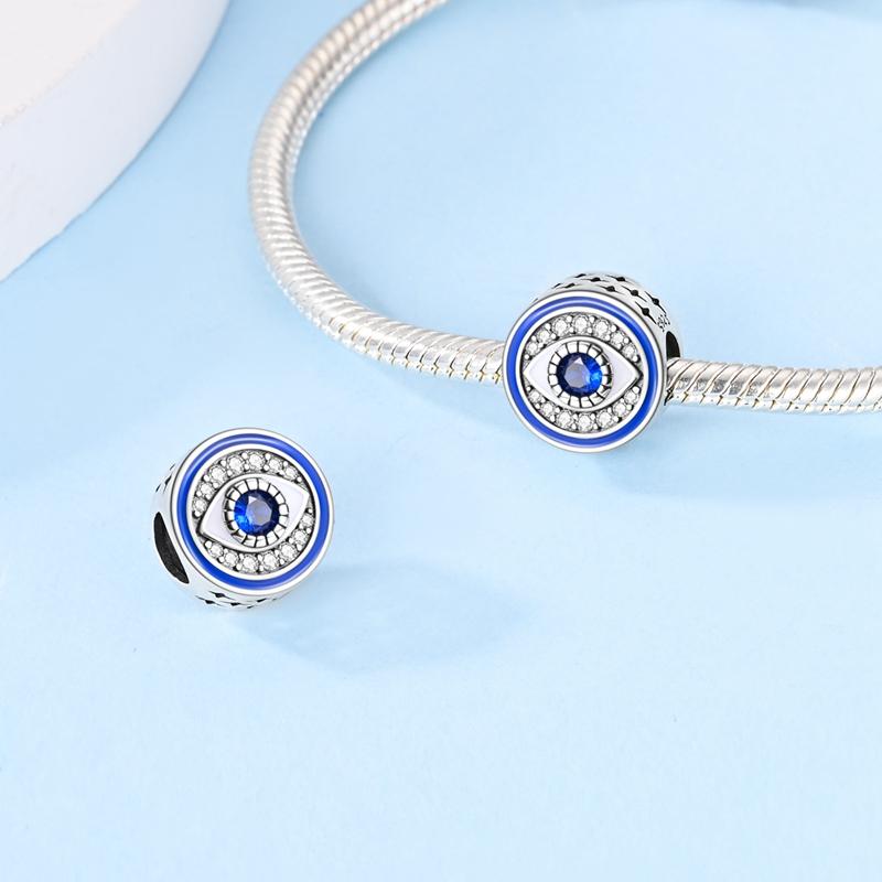 Charms Original Copper Blue Zircon Eyes Religion Beads Fit Bracelet Women Jewelry Diy Fine Gift Accessory