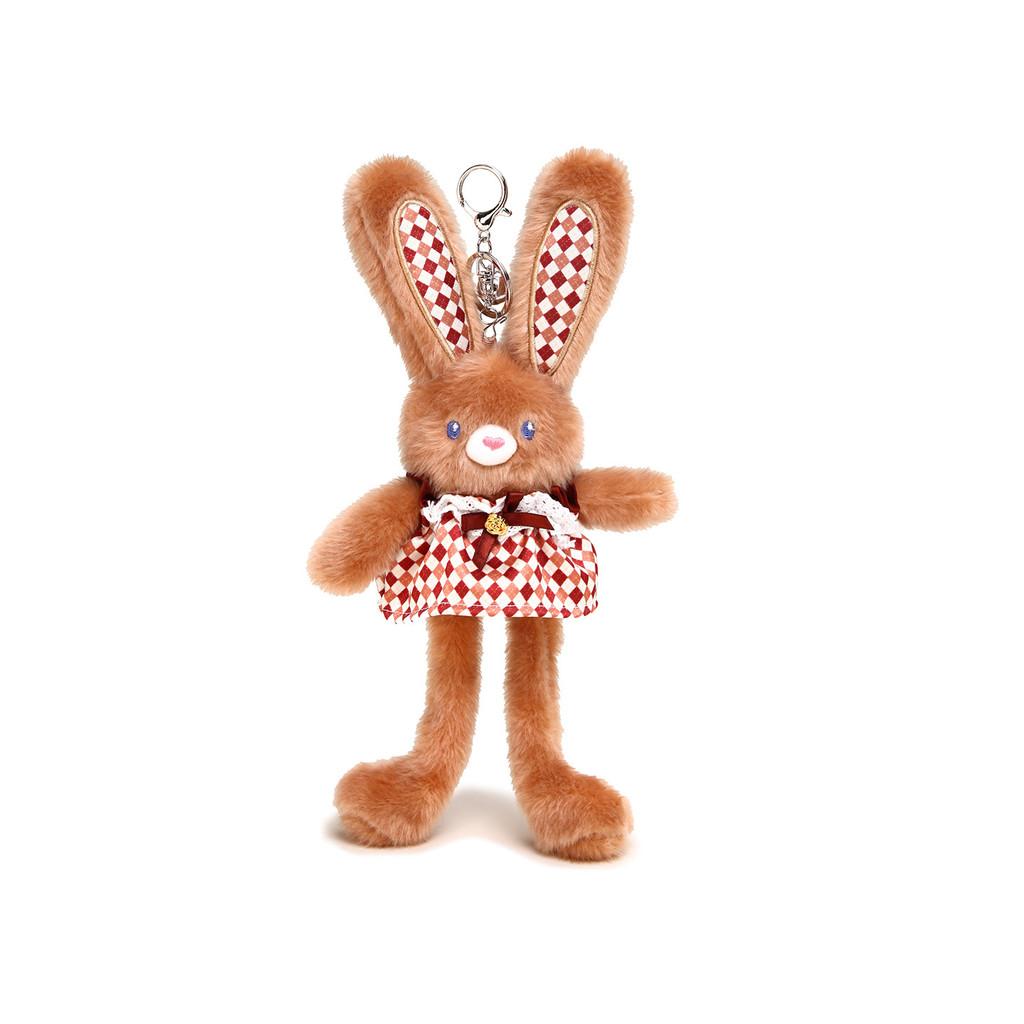 Warm Warm Stuffed Bunny Keyring With Plaid Dress Decoration For Cute Collection Fans