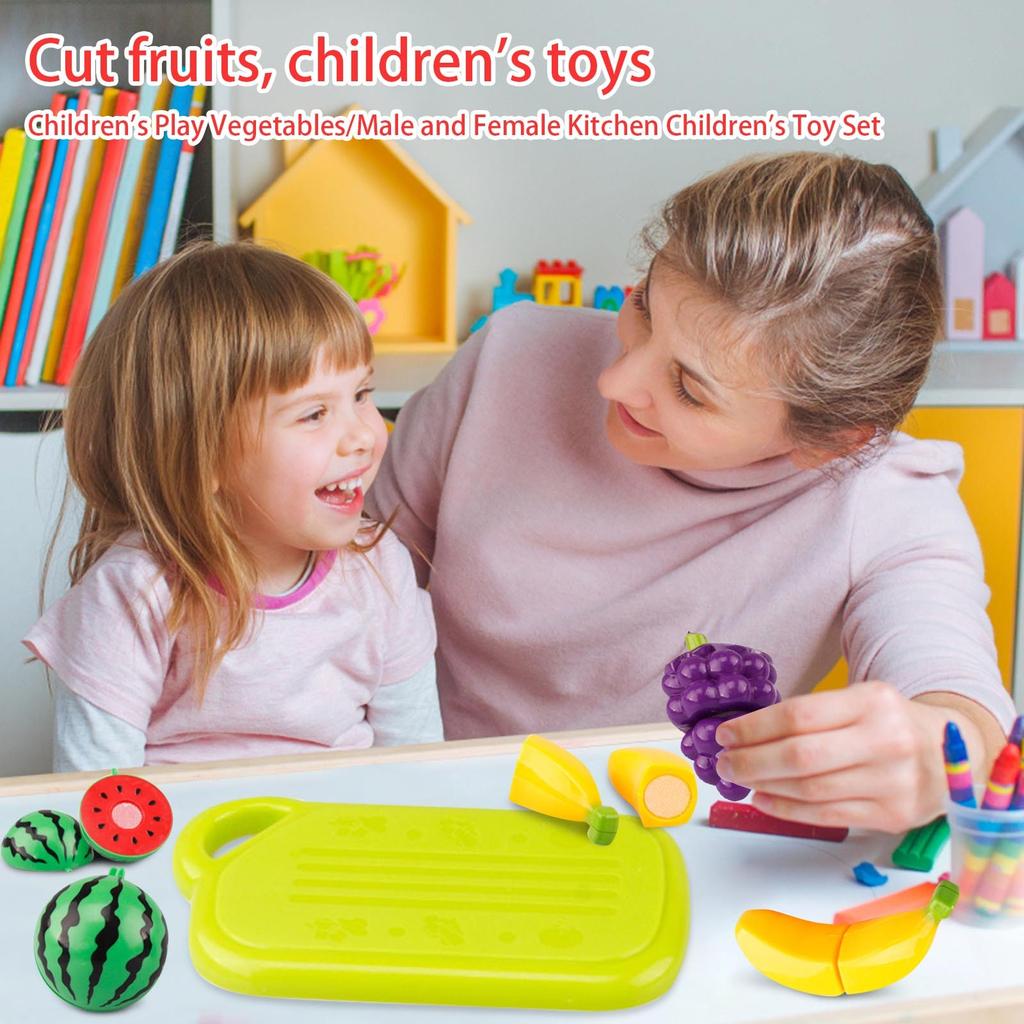 Kitchen Plastic Fruit Vegetable Food Pretend Reusable Role Play Cutting Set Kids Toys