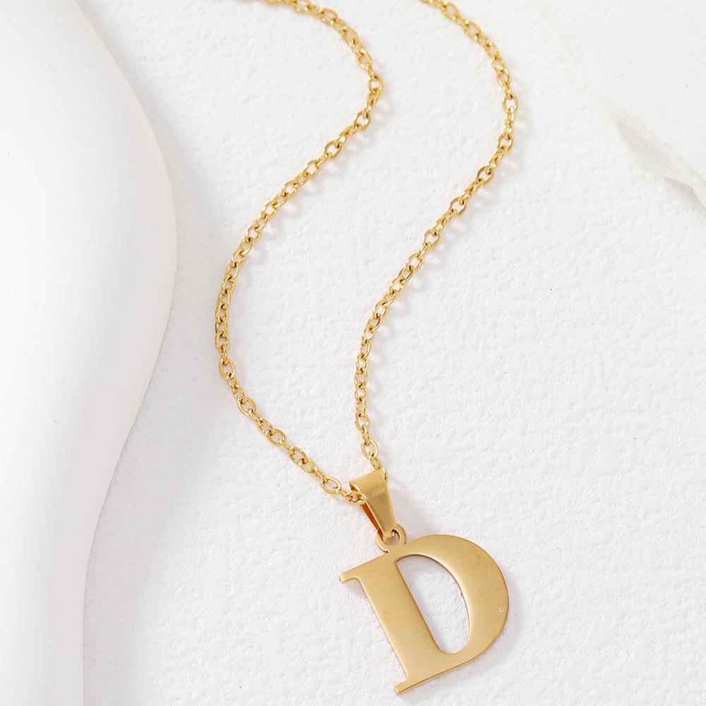 Polished Stainless Steel Alphabet Necklace - Women's Daily Wear Clavicle Chain