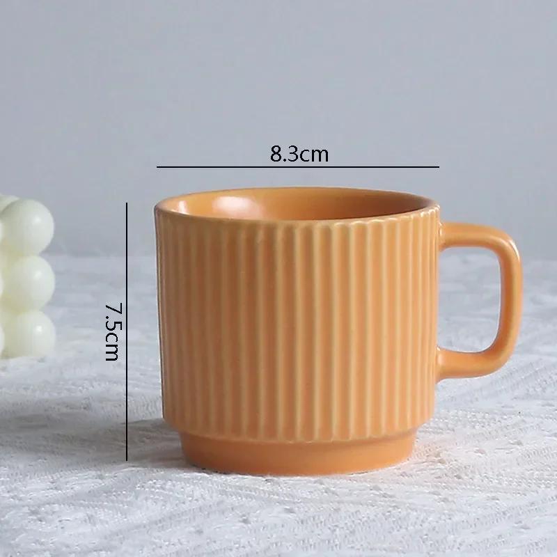 Einfachheit Gestreifte Keramiktasse Einfarbig Saftbecher Büro Milchkaffee Tasse Becher Getränkebecher Familienfrühstückstassen Teetassen