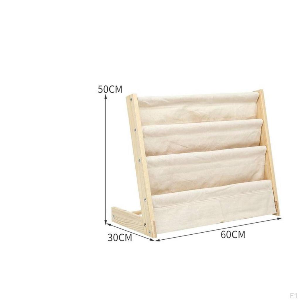 Children's Book Display Rack Eco Friendly Wood Picture Shelf Wooden Frame Floor Standing