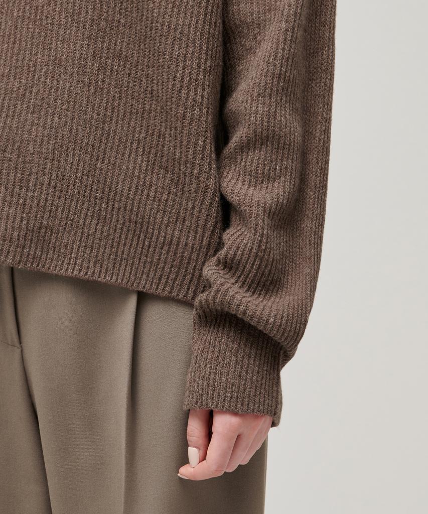 MUSINSA STANDARD WOMAN Women'S Lambswool Ribbed V-Neck Knit [Heather Brown]