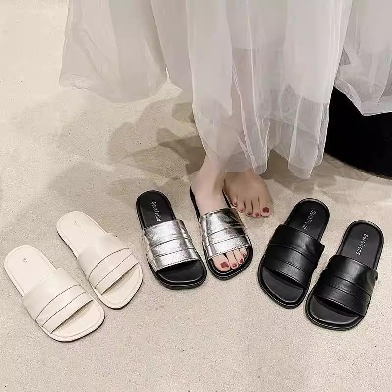 Star models are beautiful, flat-bottomed cool slippers, women's summer outer wear, new models with skirts, beach vacation