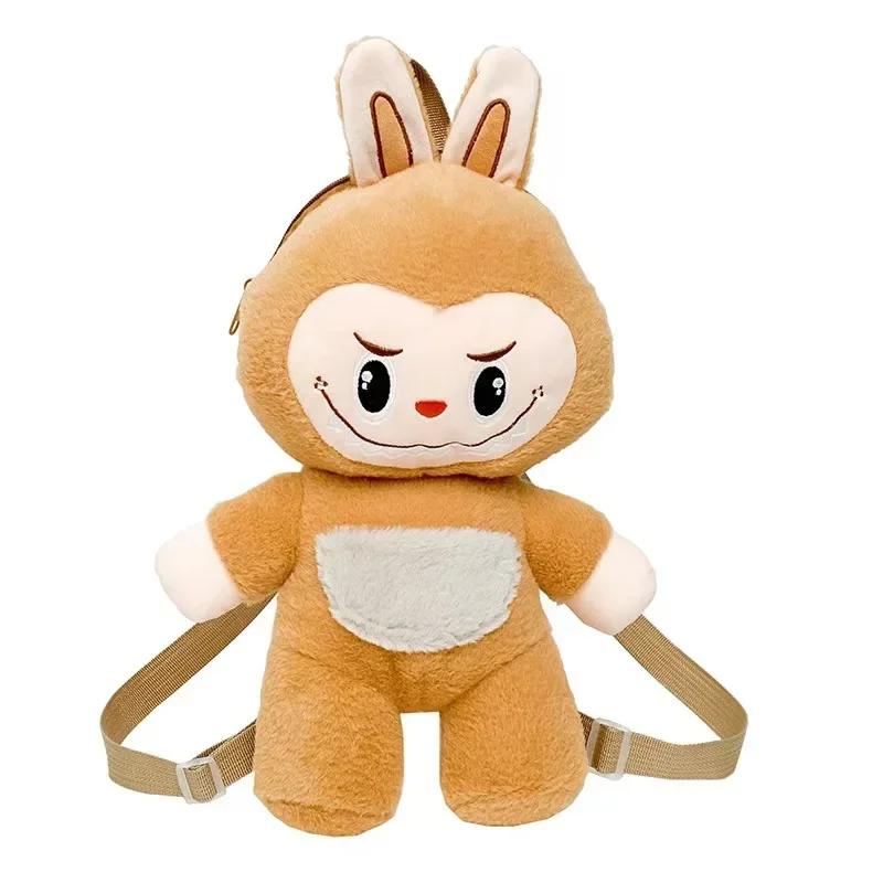42cm Cartoon Labubu Rabbit Backpack Plush Doll Animal Labu Plush Toy Cute Labu Rabbit Dolll Soft Stuffed Backpack for Girl Gifts