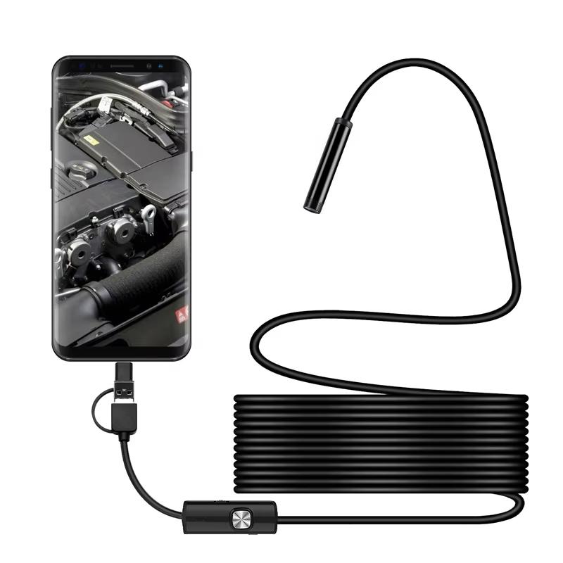 7 мм Эндоскоп Мини-камера Гибкая IP67 Водонепроницаемая Micro USB Инспекционная Камера-борскоп для Android ПК Ноутбука 6 светодиодов Регулируемая