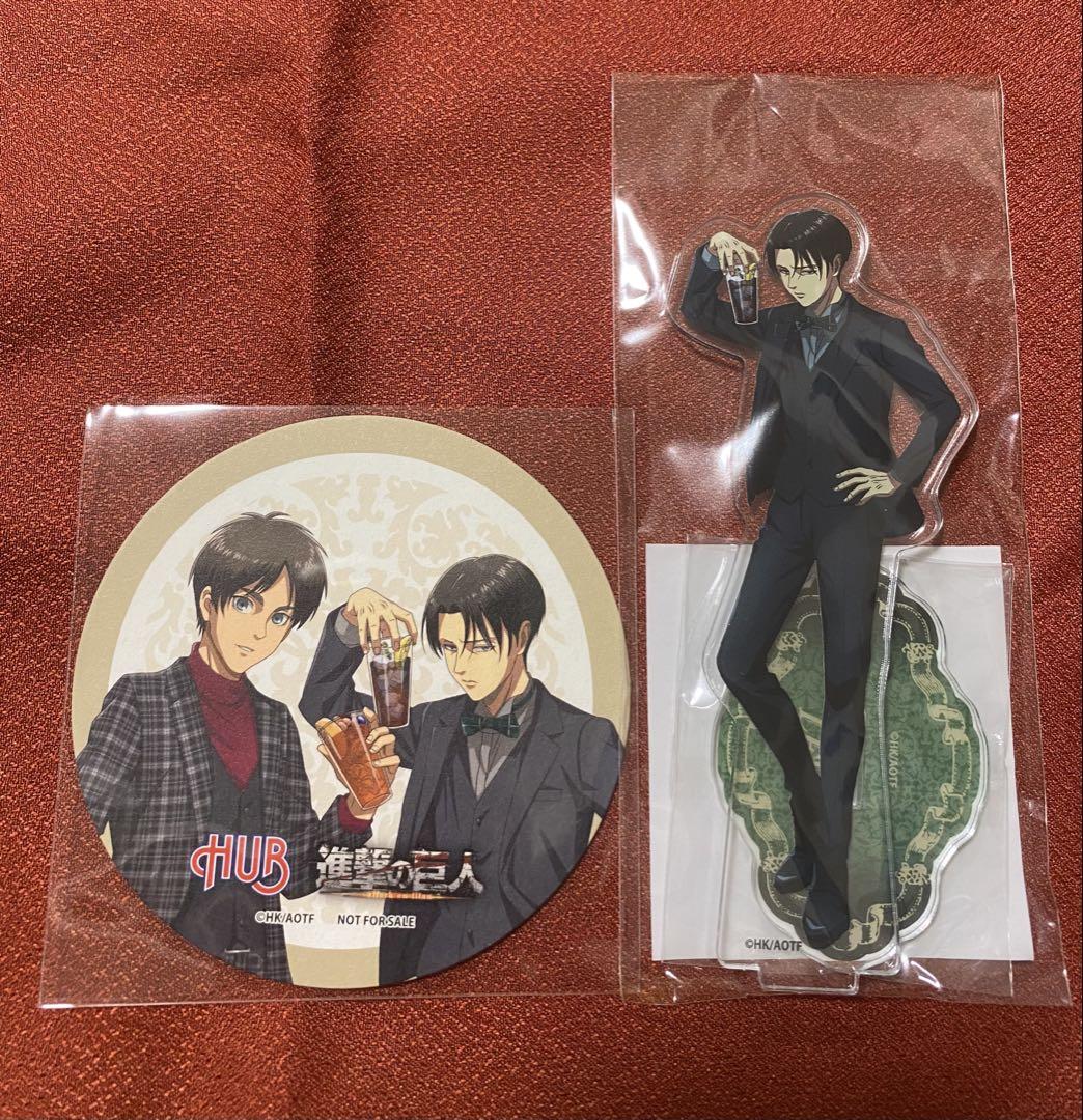 

[USED] British-style pub HUB Attack on Titan collaboration Levi acrylic stand and bonus coaster