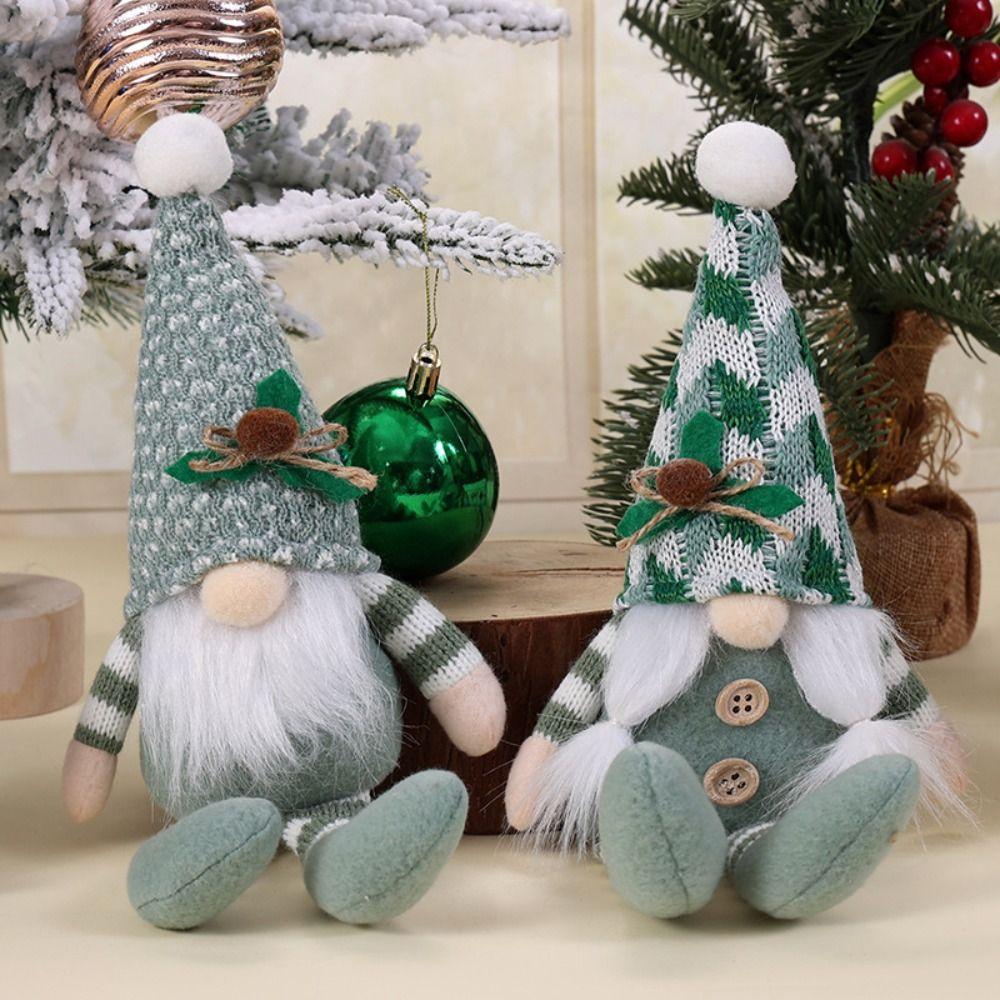 New Green Christmas Decorations High-grade Knitted Rudolf Pendant Cartoon Creative Christmas Gnome Doll Christmas Gift Ornaments