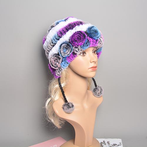 

Новая женская меховая шапка из кролика рекс с розовым узором, комок шерсти, проволочная ткань, подкладка, несколько вариантов цвета, зимняя теплая белый/фиолетовый