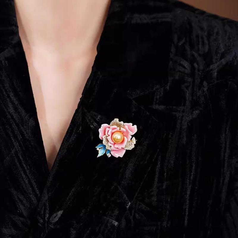 Peony Enamel Brooch Delicate Fashionable Light Luxury and Niche Brooch