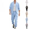 Men's Summer Linen Button-down Shirt, Long-sleeved Trousers and Cardigan – a Relaxed, Casual Beach Outfit
