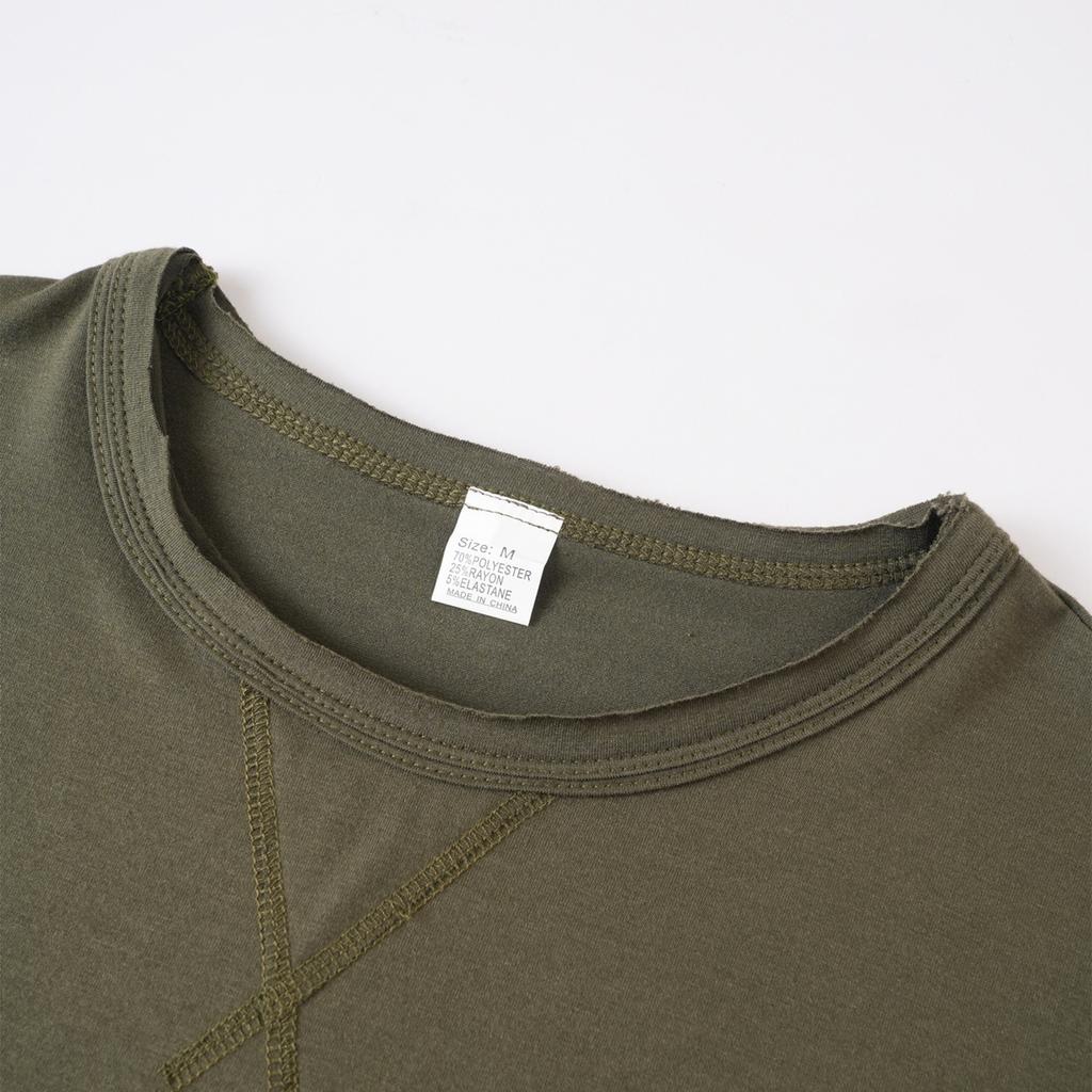 Men'S Round Neck Long Sleeved Fashionable Casual Sports Top