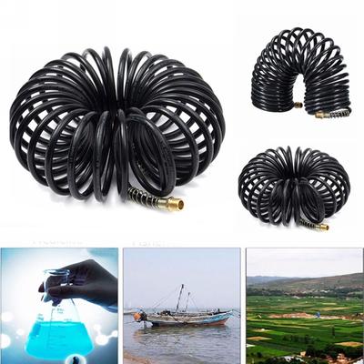 Black 7mm Air Compressor Recoil Hose Line Spring Tube Coil Tools 25FT 1/4"NPT