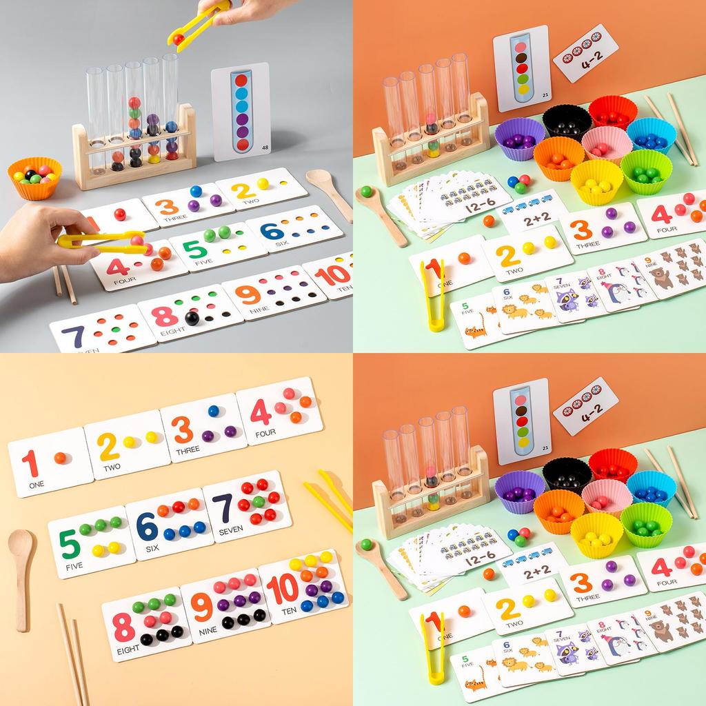 Wooden Montessori Addition And Subtraction Math Toy With Bead Matching For Early Learning