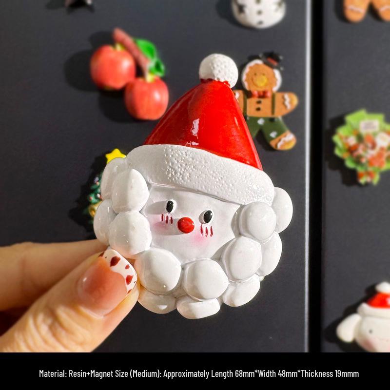 Magneti per Frigorifero di Natale Carini in Resina 3D: Pupazzo di Neve, Albero, Omino di Pan di Zenzero - Adesivi Magnetici Festivi per Decorazione.