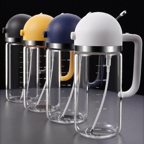 Yousheng 500ml Oil Sprayer Anti-clogging 2-in-1 Glass Clear Scale Vinegar Dispenser for Barbecue